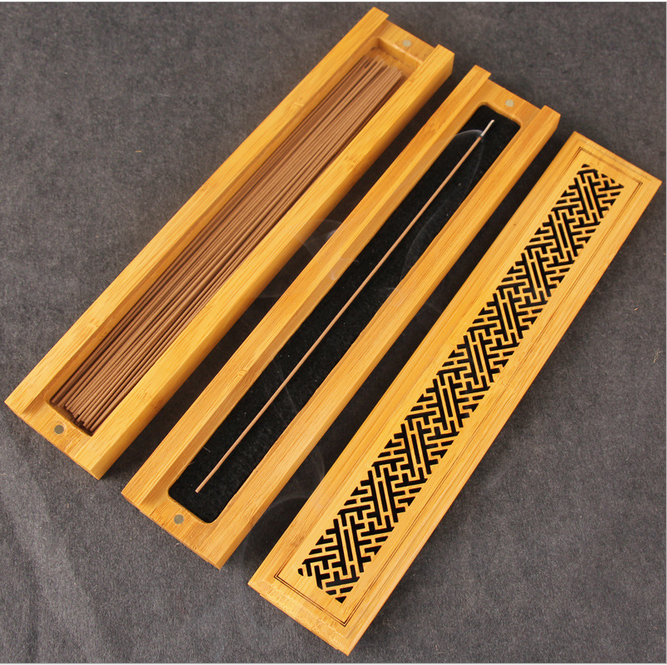 Natural Bamboo Incense Burner 2 Level Stick Holder With Drawer BIB01-LOTUS INCENSE,Oud incense supplier,Cambodian Oud,Vietnames Oud,Incense Burner
