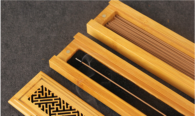 Natural Bamboo Incense Burner 2 Level Stick Holder With Drawer BIB01-LOTUS INCENSE,Oud incense supplier,Cambodian Oud,Vietnames Oud,Incense Burner